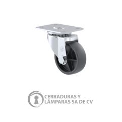 Rodaja Estandar 2 Placa Rueda Polipropileno Ry Negra Bj Galvanizado